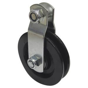 NYLON WHEEL ALONG PLATE LINE ROPE CABLE 269 38MM BLACK DOUBLE UPRIGHT PULLEY 