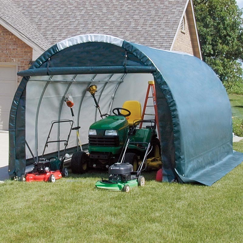 ClearSpan™ Mini Garage/Storage Shed 10'W x 8'H x 18'L Green TekSupply